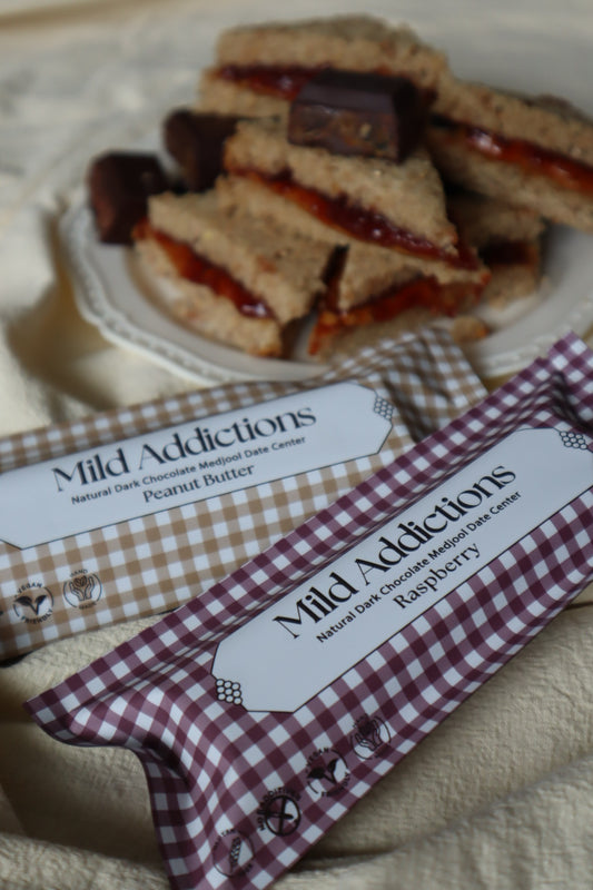 PB&J Dark Chocolate Bar Bundle Medjool Date Filling -  Raspberry & Peanut Butter (2 × 2.6 oz)